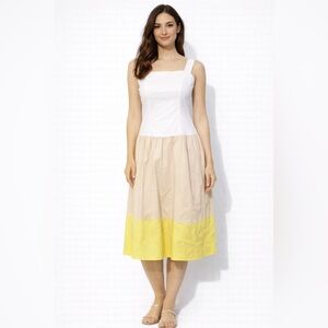 Cremieux Midi Knee Length Striped Layered Zip Back Wide Strap Sleeve NWT Dress 6